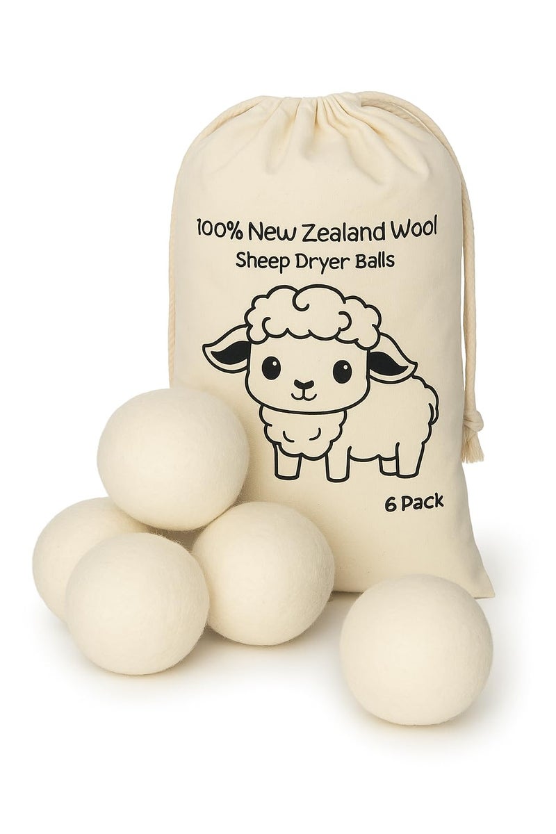 MINOS Natural Wool Dryer Balls | Reusable Natural Fabric Softener | Reduces Wrinkles & Drying Time | Large Dryer Balls is a Better Alternative to Plastic Balls and Liquid Softener| Saves Energy (Pack of 6) - Image 1